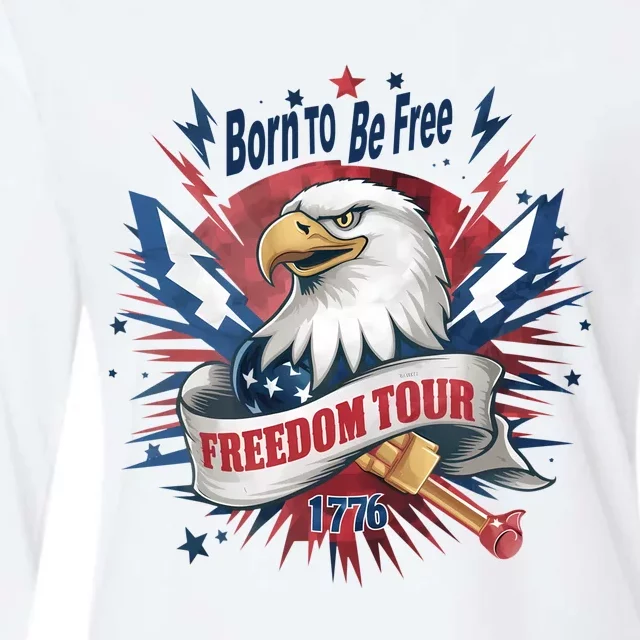 Eagle Freedom Born To Be Free 4th Of July Womens Cotton Relaxed Long Sleeve T-Shirt