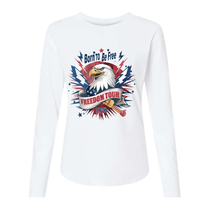 Eagle Freedom Born To Be Free 4th Of July Womens Cotton Relaxed Long Sleeve T-Shirt