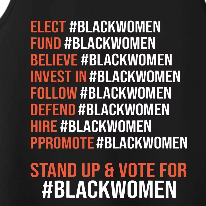 Elect Fund Believe Invest In Follow Defend Black Women Performance Tank