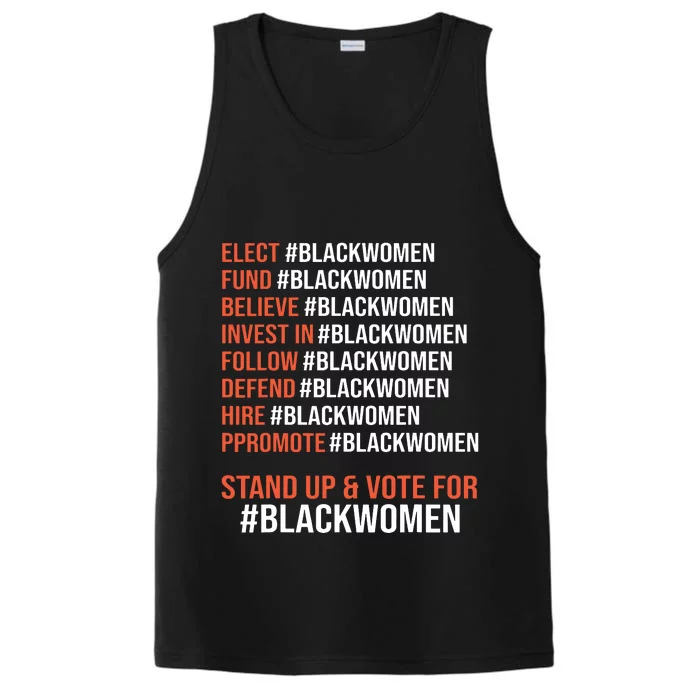 Elect Fund Believe Invest In Follow Defend Black Women Performance Tank