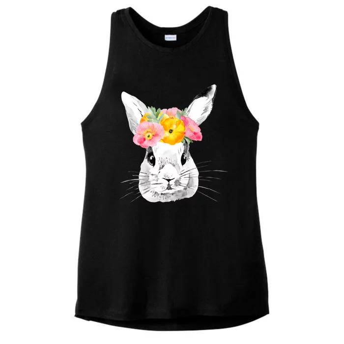 Easter Female Bunny Holiday Ladies Tri-Blend Wicking Tank