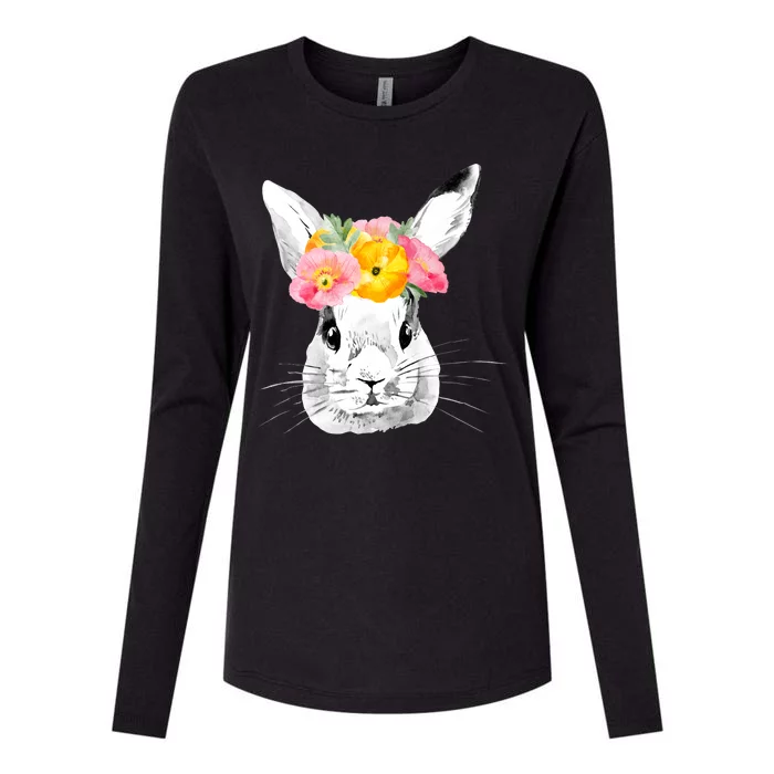 Easter Female Bunny Holiday Womens Cotton Relaxed Long Sleeve T-Shirt