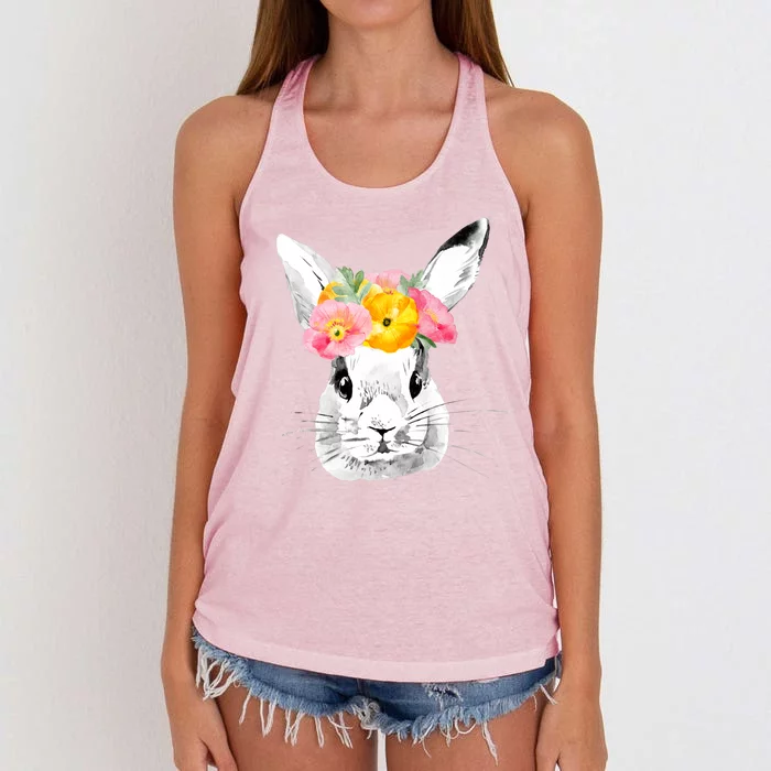 Easter Female Bunny Holiday Women's Knotted Racerback Tank