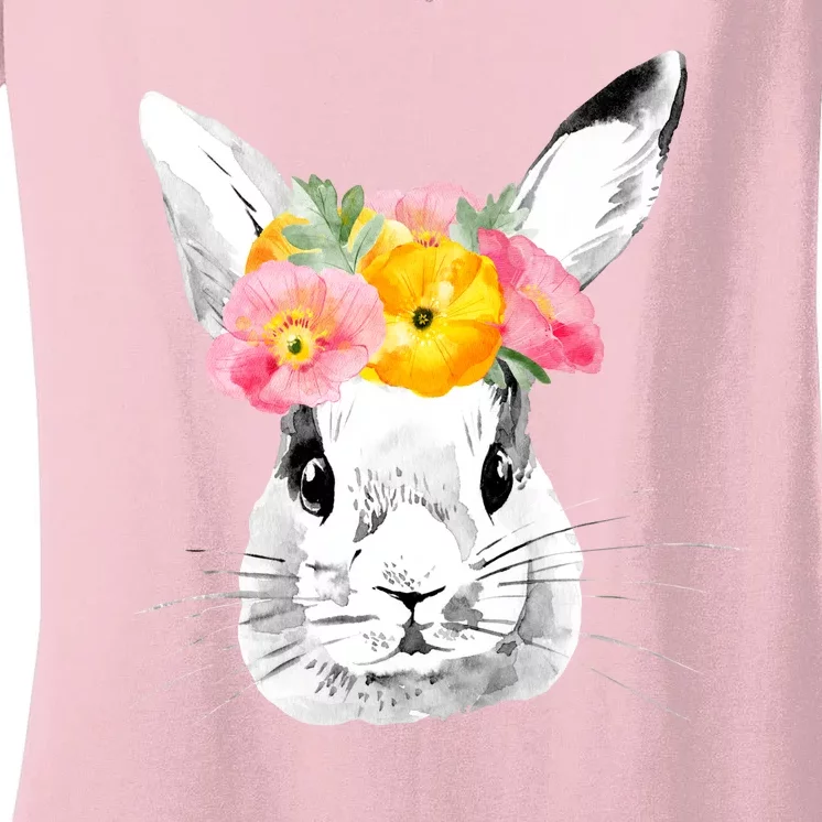 Easter Female Bunny Holiday Women's V-Neck T-Shirt