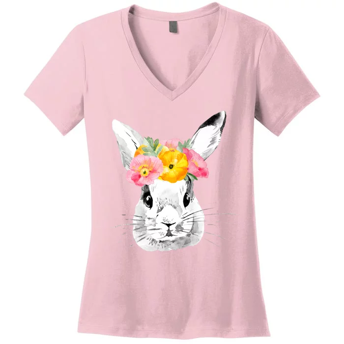 Easter Female Bunny Holiday Women's V-Neck T-Shirt