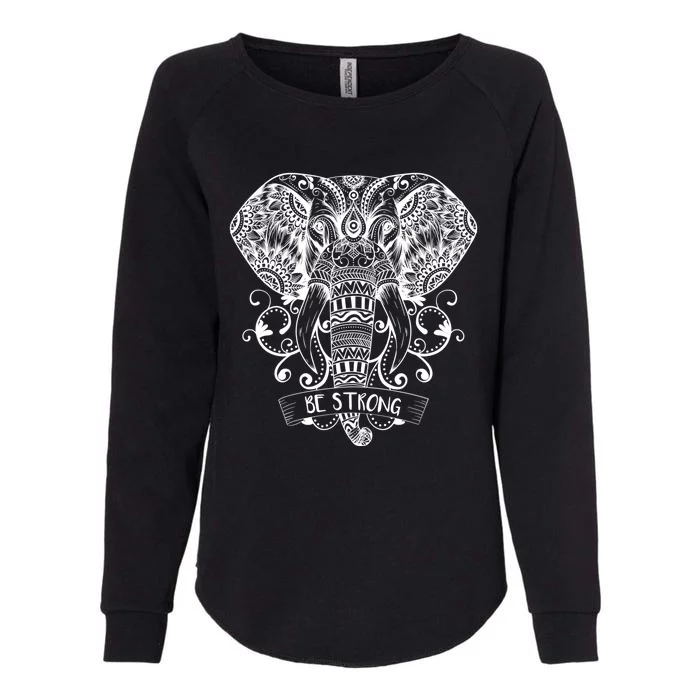 Elephant Face Be Strong Energy Dala And Yoga Meditation Gift Womens California Wash Sweatshirt