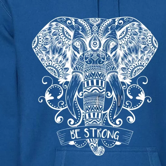 Elephant Face Be Strong Energy Dala And Yoga Meditation Cute Gift Premium Hoodie