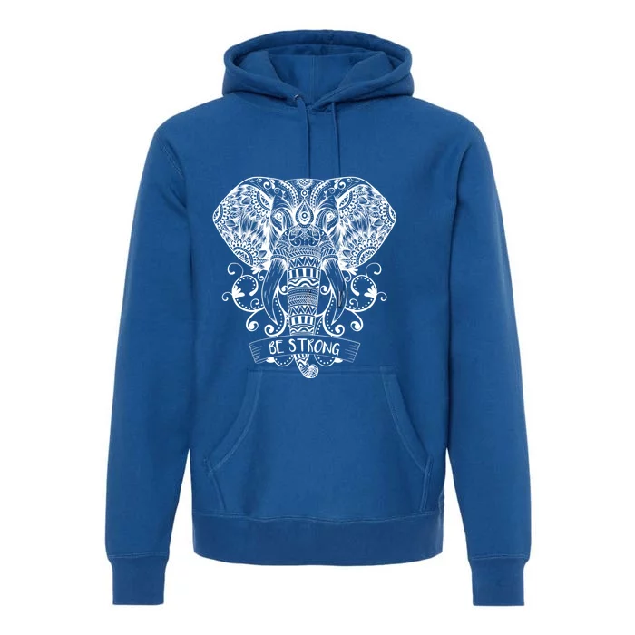 Elephant Face Be Strong Energy Dala And Yoga Meditation Cute Gift Premium Hoodie