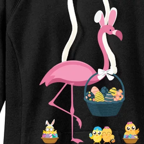 Easter Flamingo Basket Stuffer Rabbit Wading Bird Design Great Gift Women's Fleece Hoodie