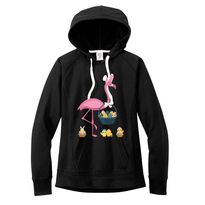 Easter Flamingo Basket Stuffer Rabbit Wading Bird Design Great Gift Women's Fleece Hoodie