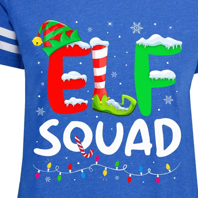 Elf Family Christmas Matching Pajamas Xmas Elf Squad Enza Ladies Jersey Football T-Shirt