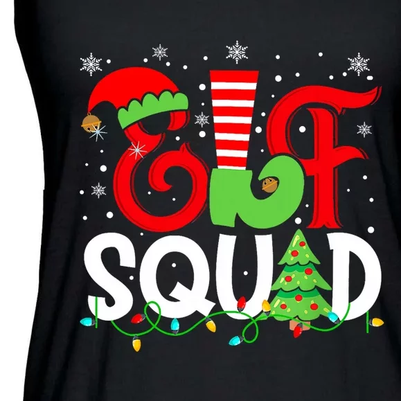 Elf Family Christmas Matching Pajamas Xmas Elf Squad Ladies Essential Flowy Tank