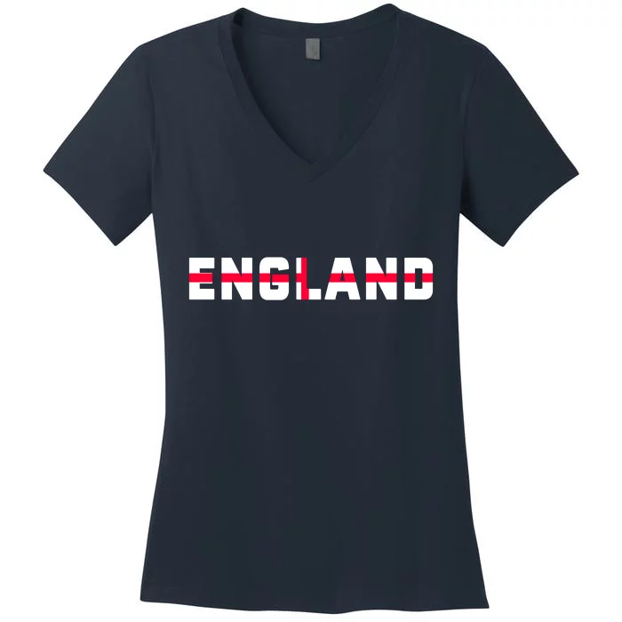 England Flag Classic Logo Women's V-Neck T-Shirt