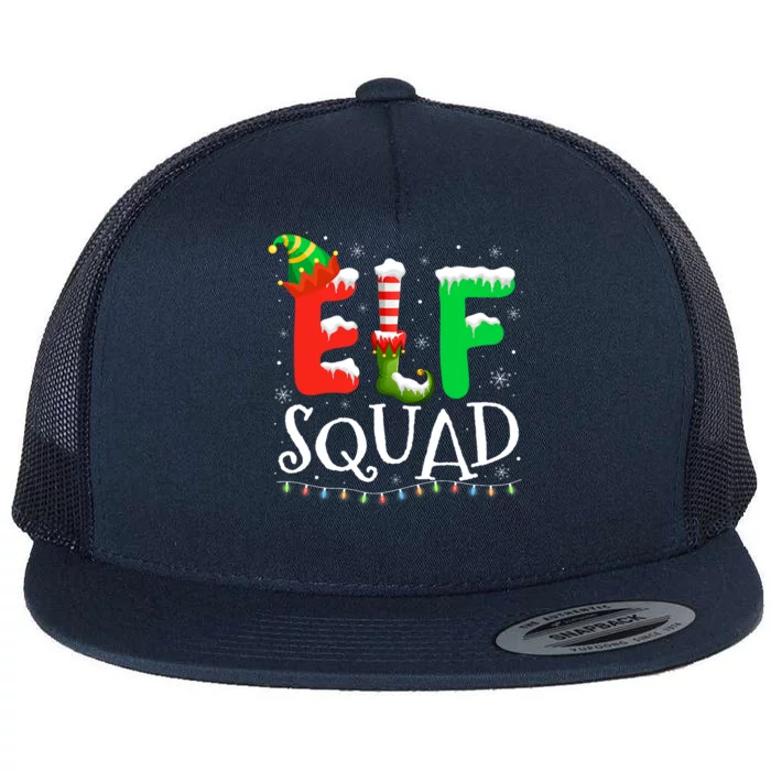 Elf Family Christmas Matching Pajamas Xmas Elf Squad Flat Bill Trucker Hat