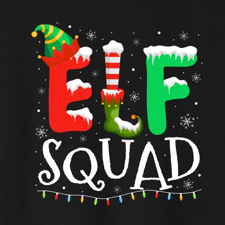 Elf Family Christmas Matching Pajamas Xmas Elf Squad Women's Crop Top Tee