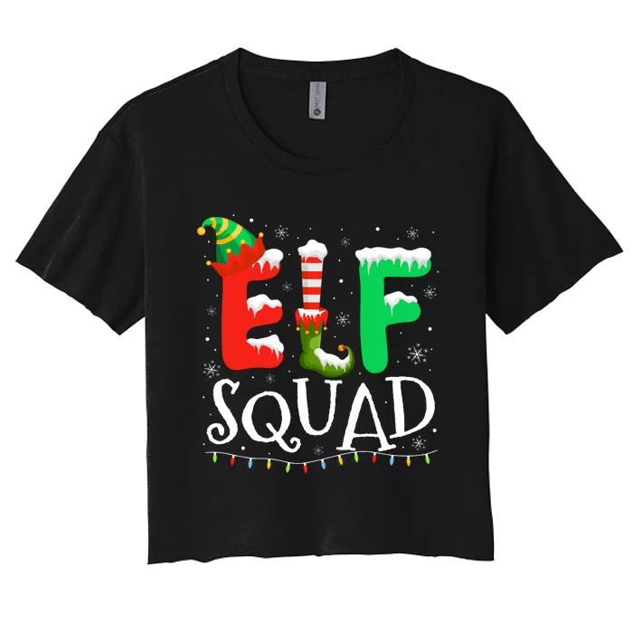 Elf Family Christmas Matching Pajamas Xmas Elf Squad Women's Crop Top Tee