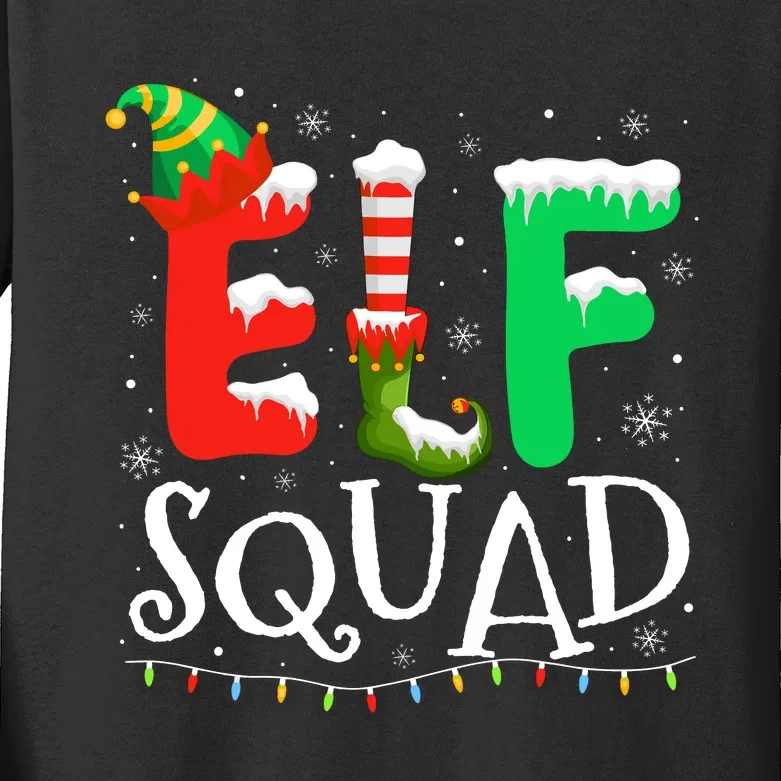 Elf Family Christmas Matching Pajamas Xmas Elf Squad Kids Long Sleeve Shirt