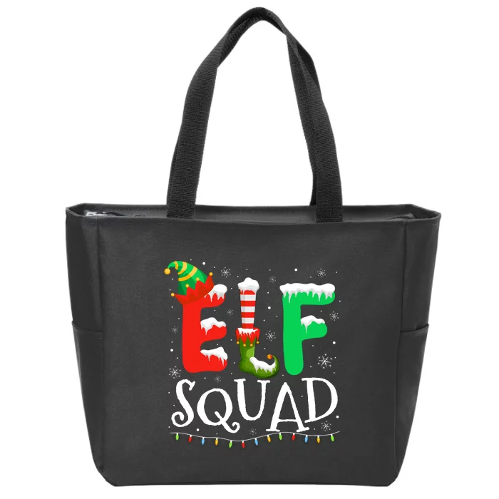 Elf Family Christmas Matching Pajamas Xmas Elf Squad Zip Tote Bag