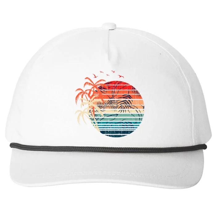 Exotic Flowers Coconut Palm Trees Retro Tropical Summer Snapback Five-Panel Rope Hat