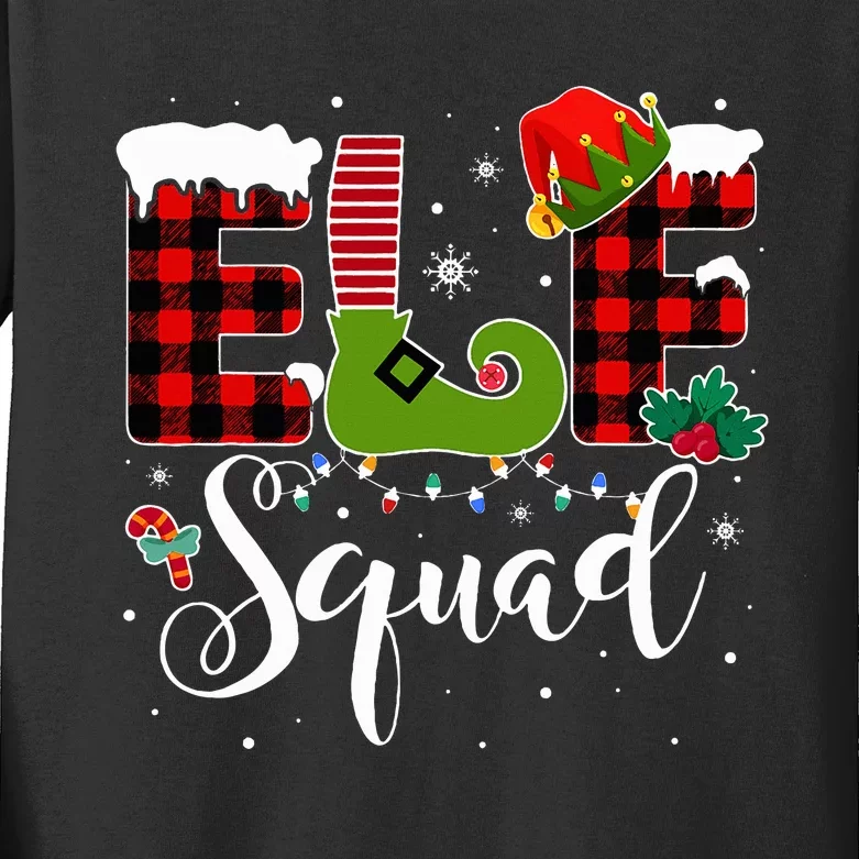 Elf Family Christmas Matching Pajamas XMas Elf Squad Kids Long Sleeve Shirt