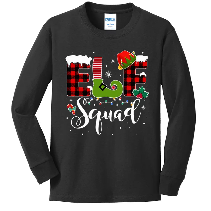 Elf Family Christmas Matching Pajamas XMas Elf Squad Kids Long Sleeve Shirt