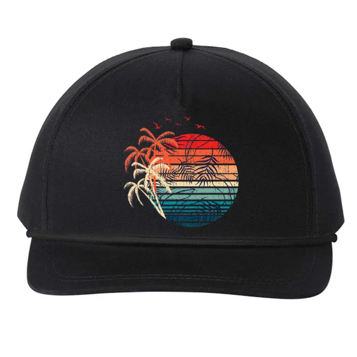 Exotic Flowers Coconut Palm Trees Retro Tropical Summer Snapback Five-Panel Rope Hat