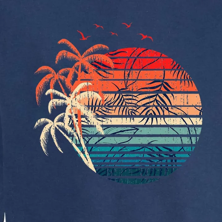 Exotic Flowers Coconut Palm Trees Retro Tropical Summer Garment-Dyed Sweatshirt