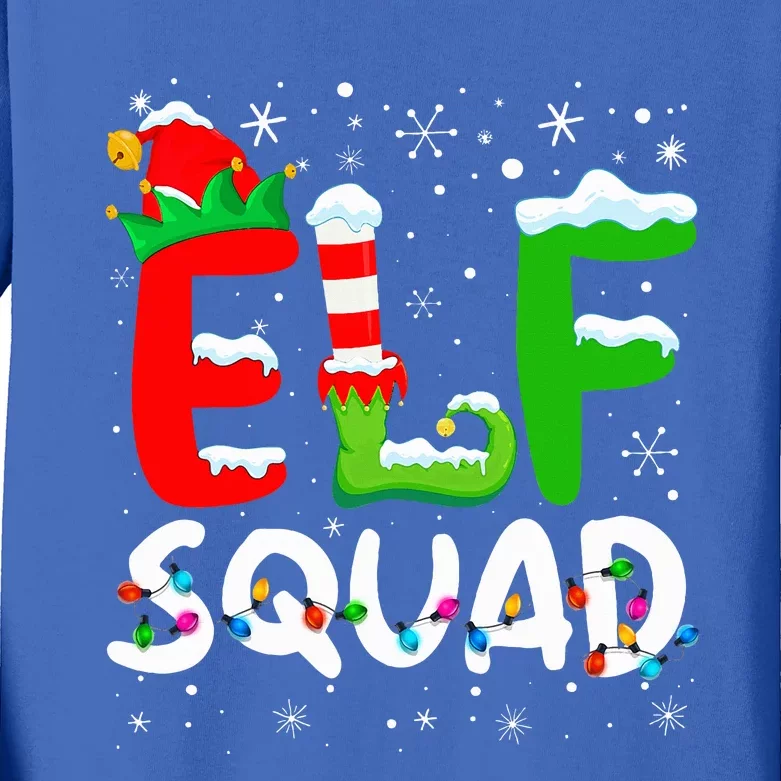 Elf Family Christmas Matching Pajamas XMas Elf Squad Kids Long Sleeve Shirt