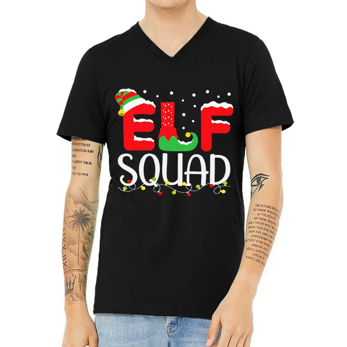 Elf Family Christmas Matching Pajamas Xmas Elf Squad V-Neck T-Shirt