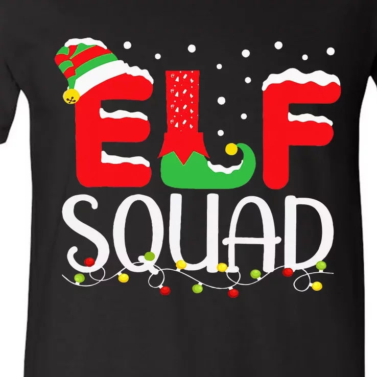 Elf Family Christmas Matching Pajamas Xmas Elf Squad V-Neck T-Shirt