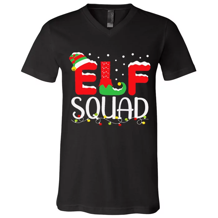 Elf Family Christmas Matching Pajamas Xmas Elf Squad V-Neck T-Shirt