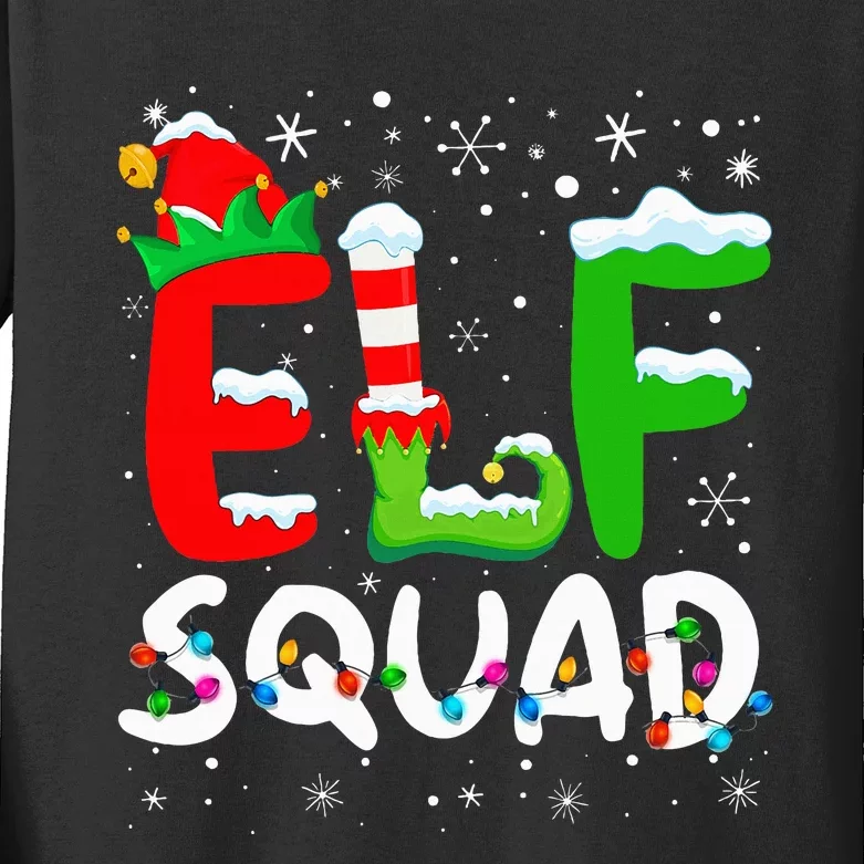 Elf Family Christmas Matching Pajamas Xmas Elf Squad Kids Long Sleeve Shirt