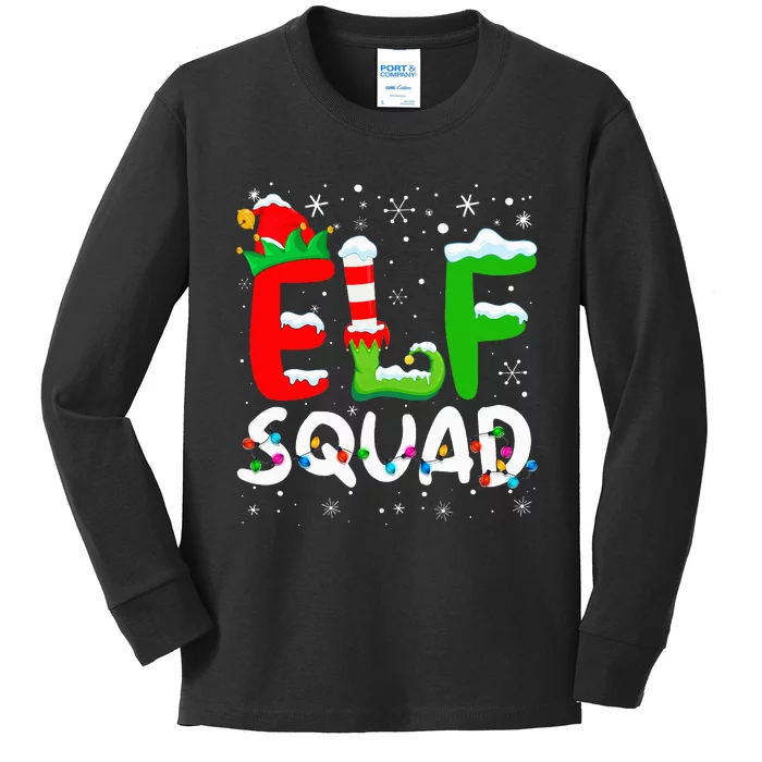 Elf Family Christmas Matching Pajamas Xmas Elf Squad Kids Long Sleeve Shirt