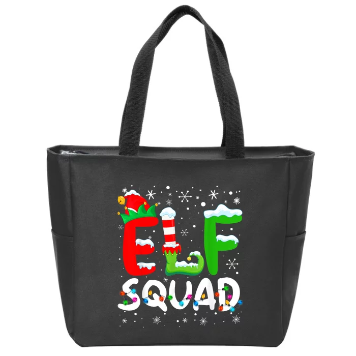 Elf Family Christmas Matching Pajamas Xmas Elf Squad Zip Tote Bag