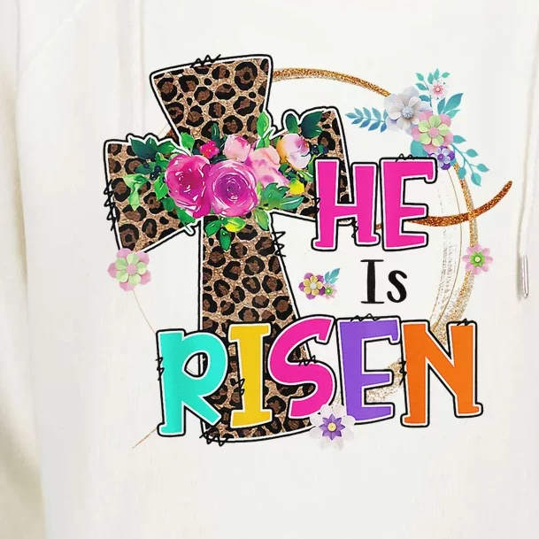 Easter For Christian Teen Girls Mom He Is Risen Leopard Womens Funnel Neck Pullover Hood