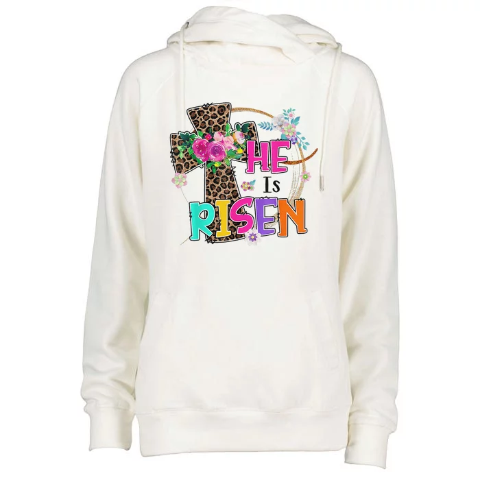 Easter For Christian Teen Girls Mom He Is Risen Leopard Womens Funnel Neck Pullover Hood