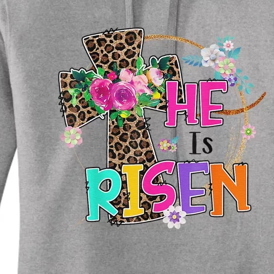 Easter For Christian Teen Girls Mom He Is Risen Leopard Women's Pullover Hoodie