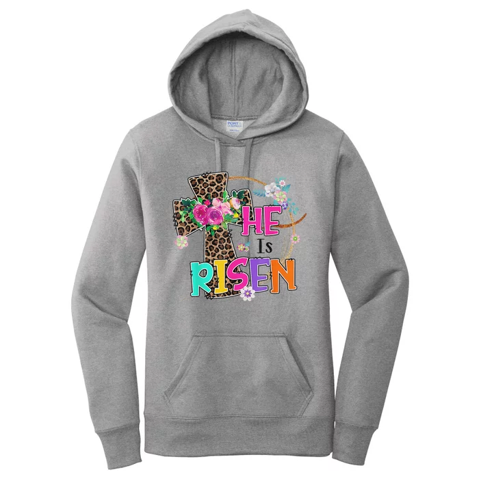 Easter For Christian Teen Girls Mom He Is Risen Leopard Women's Pullover Hoodie