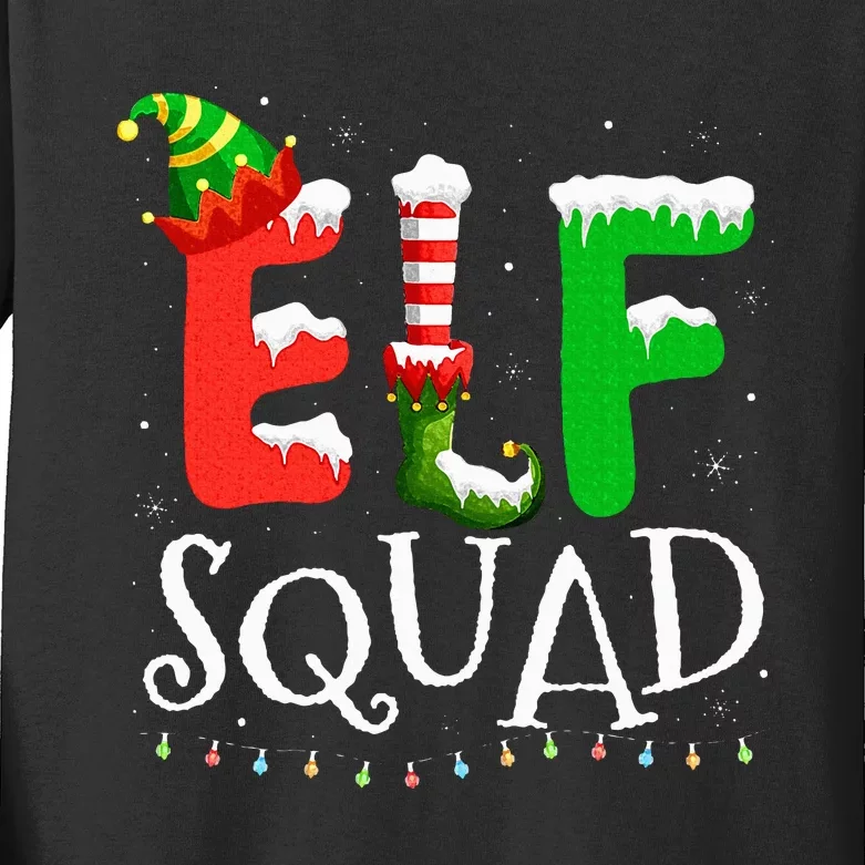 Elf Family Christmas Matching Pajamas Xmas Elf Squad Kids Long Sleeve Shirt