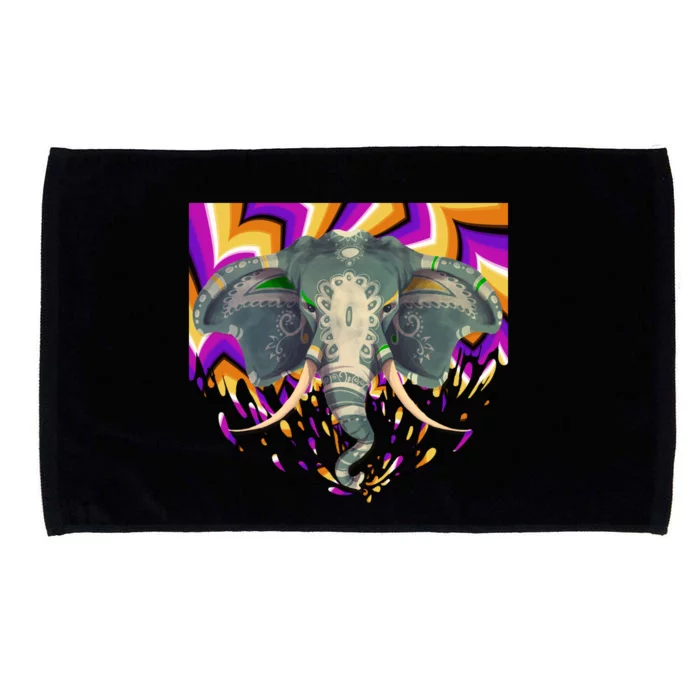 Elephant Face Colorful Background Animal Lover Funny Gift Yoga Meaningful Gift Microfiber Hand Towel