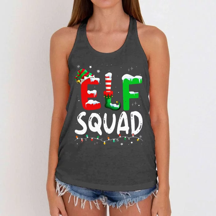 Elf Family Christmas Matching Pajamas Xmas Elf Squad Women's Knotted Racerback Tank