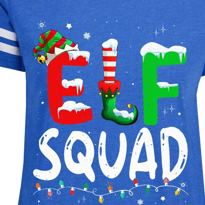 Elf Family Christmas Matching Pajamas Xmas Elf Squad Enza Ladies Jersey Football T-Shirt