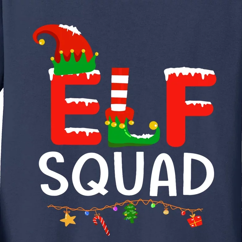 Elf Family Christmas Matching Pajamas Xmas Elf Squad Kids Long Sleeve Shirt