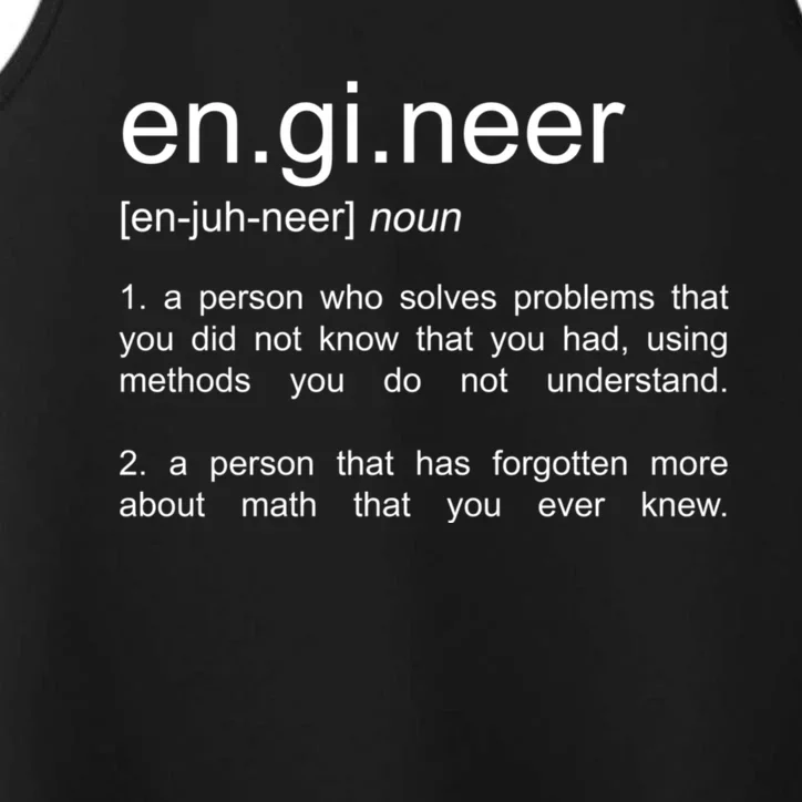 Engineer Funny Dictionary Definition Cute Gift Performance Tank