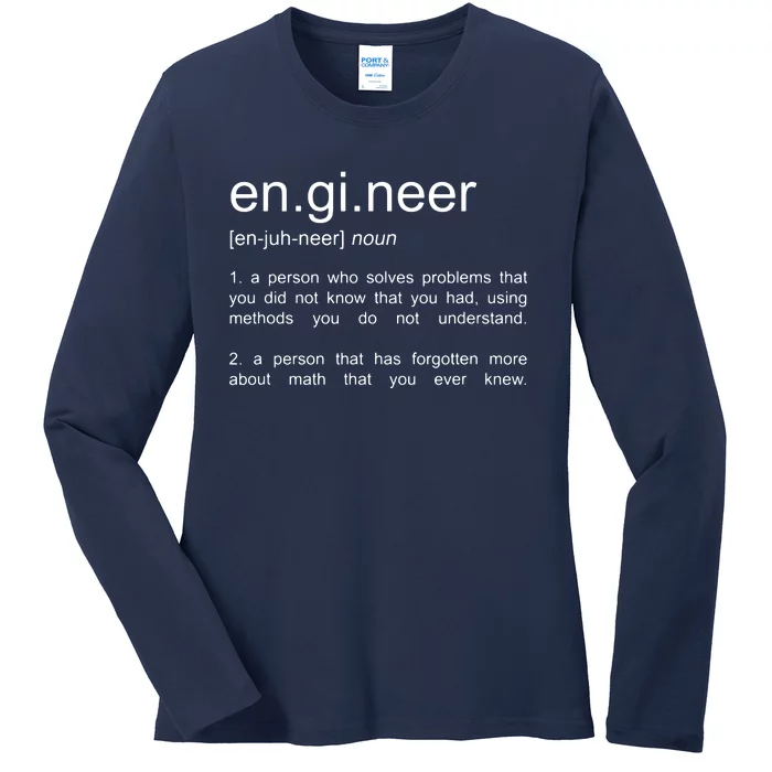 Engineer Funny Dictionary Definition Ladies Long Sleeve Shirt