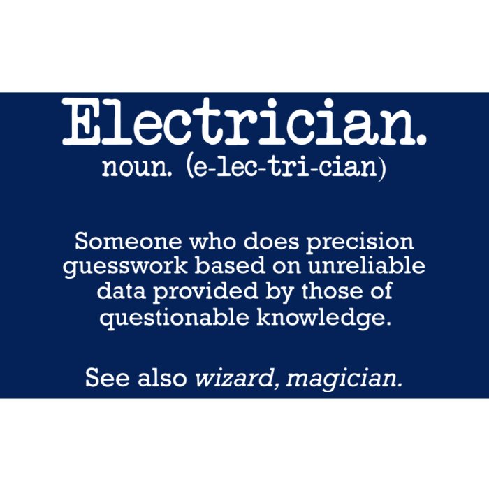 Electrician Funny Dictionary Definition Bumper Sticker