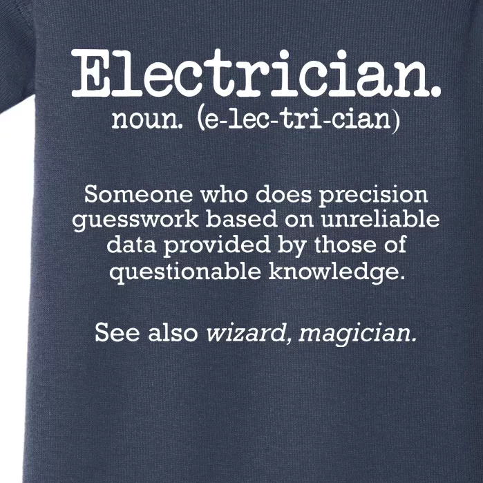 Electrician Funny Dictionary Definition Baby Bodysuit