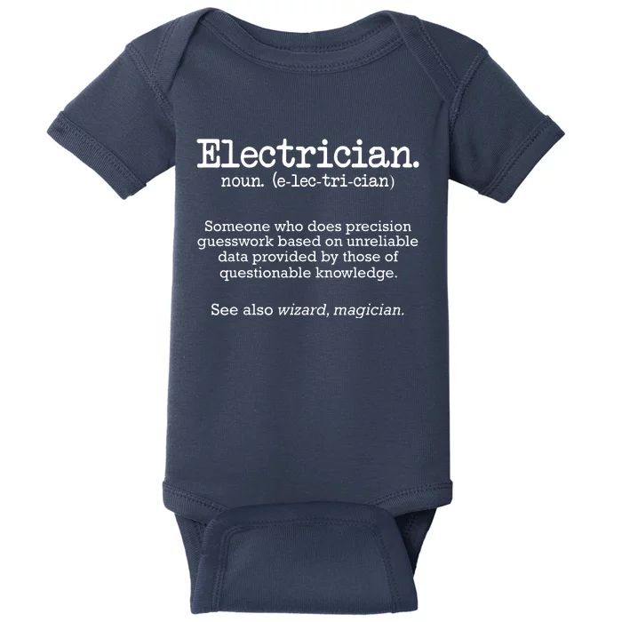 Electrician Funny Dictionary Definition Baby Bodysuit