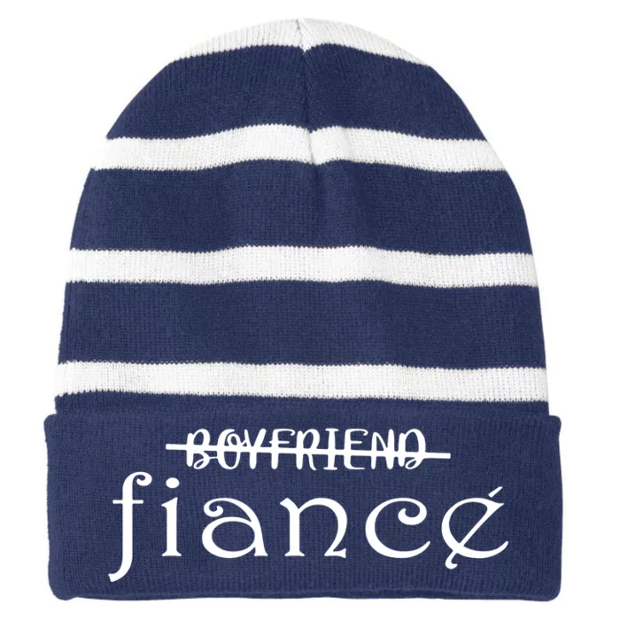 Engagement Fiance Striped Beanie with Solid Band