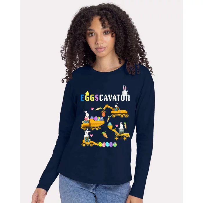 EggsCavator Funny Easter Egg Hunt Womens Cotton Relaxed Long Sleeve T-Shirt